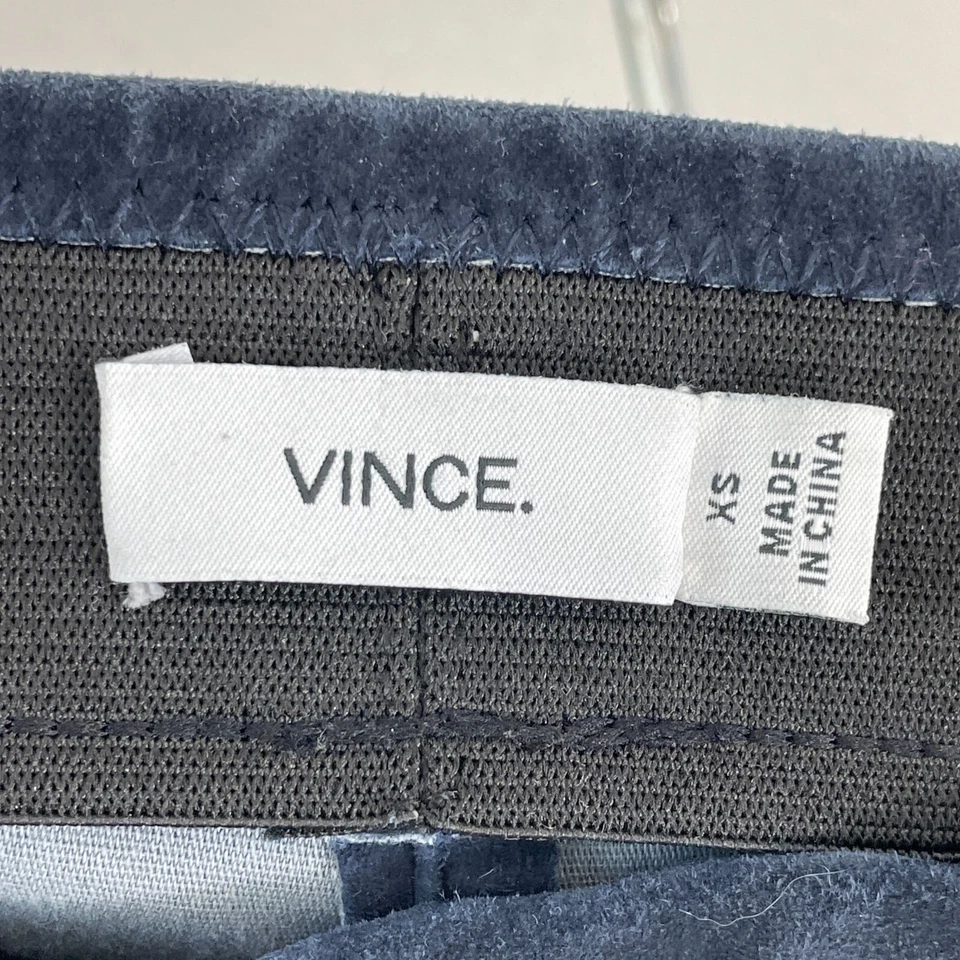 Vince Mujer XS Azul Marino 100% Cuero Cordero Gamuza Leggings Con Cremalleras al Tobillo Foto 3 de 4