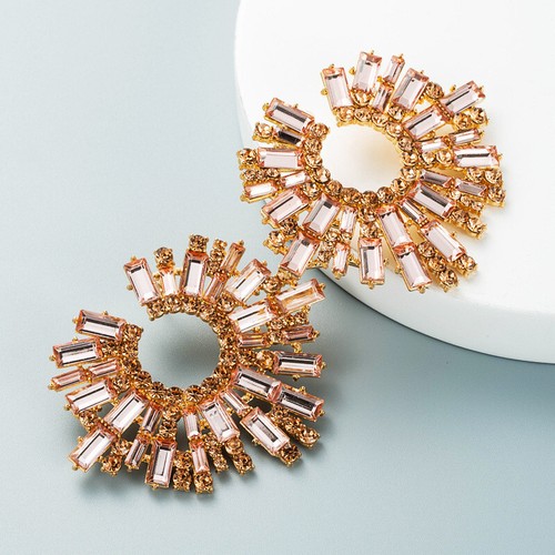 Dinner Party Rhinestone Earrings SUNFLOWER Inlaid Color Alloy Fashion Female - Picture 5 of 21
