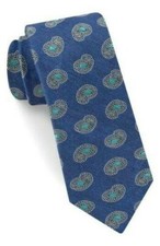 Men's NWT Ted Baker London Paisley Silk  Linen Neck Tie, Blue MSRP 95