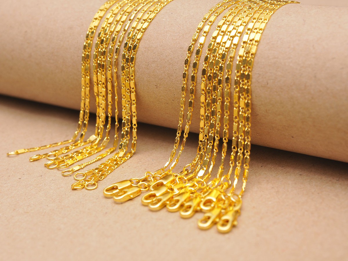1PCS 16-30inches Jewelry 18K GOLD FILLED Smooth Chains Necklaces Wholesale