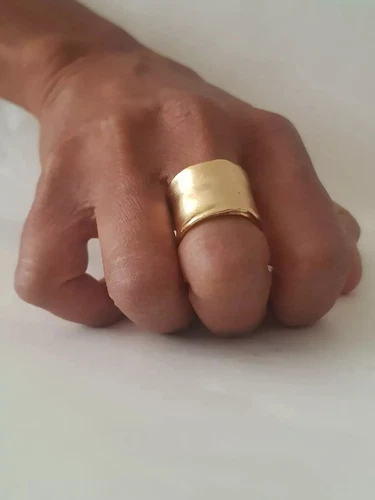 Cigar Band Ring Wedding Band 14k Yellow Gold Finish