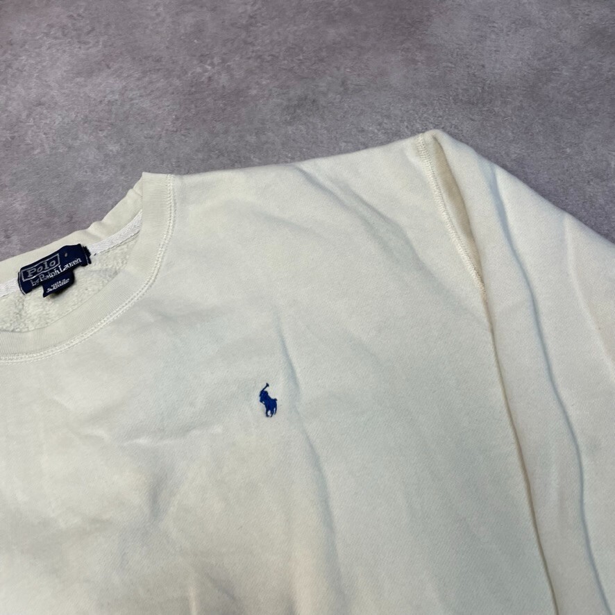 Ralph Lauren Polo Sweatshirt Mens Small Pony Crew Neck Jumper, Cream White 2XL image 4