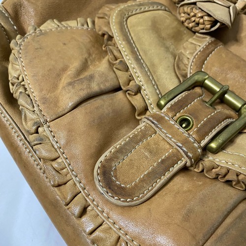 Lockheart Schultertasche OS hellbraun beige Leder Rüschen - Bild 4 von 12