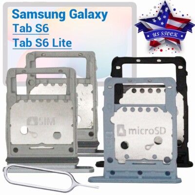SIM Card Tray MicroSD Holder with PIN For Samsung Galaxy Tab S6 S6 Lite Tablet