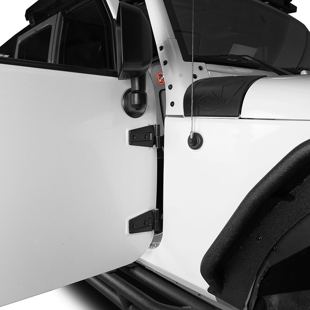 Hooke Road 16-Piece Door Hinge Kit For 2007-2018 Jeep Wrangler JK – Upper & Lower, Black Steel