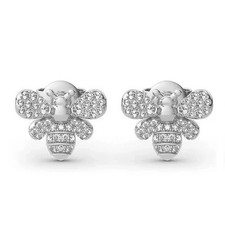 1Ct Round Cut Lab Created Push Back Bee Stud Earrings 14k White Gold Finish