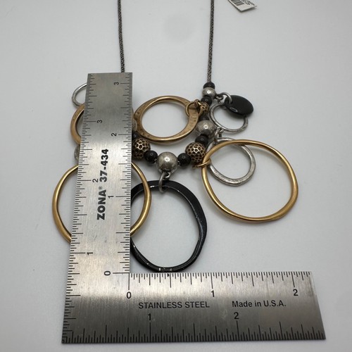 Chico's Necklace Jewlery Circles Gold Silver Black Tone Multi-Tone Adjustable 20 - Picture 8 of 8