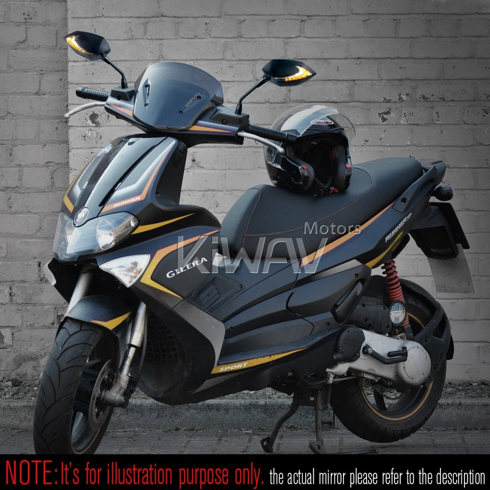 VAWiK LUCIFER Black Mirror High Rise Stem + Dual LED Serial Lights fits M8 KYMCO - Image 4 of 4