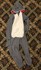 Shark Hooded One-Piece Costume, Gray/White, Polyester