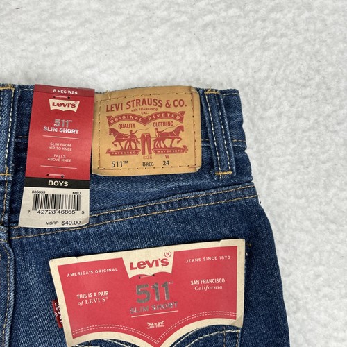 NWT Levi’s 511 Slim Short Denim Blue Jean Shorts Boys Size 8 - Picture 3 of 4