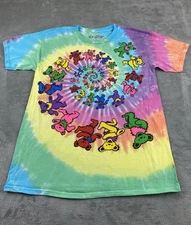 Liquid Blue Men’s T Shirt L. Dancing Bears Tie Die Multicolored Cotton C10