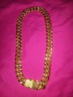 Gold Toned rhinestone Cuban Link necklace 14mm Coarse Encryption Full Diameter — photo 5