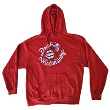 Drink Wisconsinbly Hoodie Sweatshirt - Men's Size XL XLarge - Badger Red