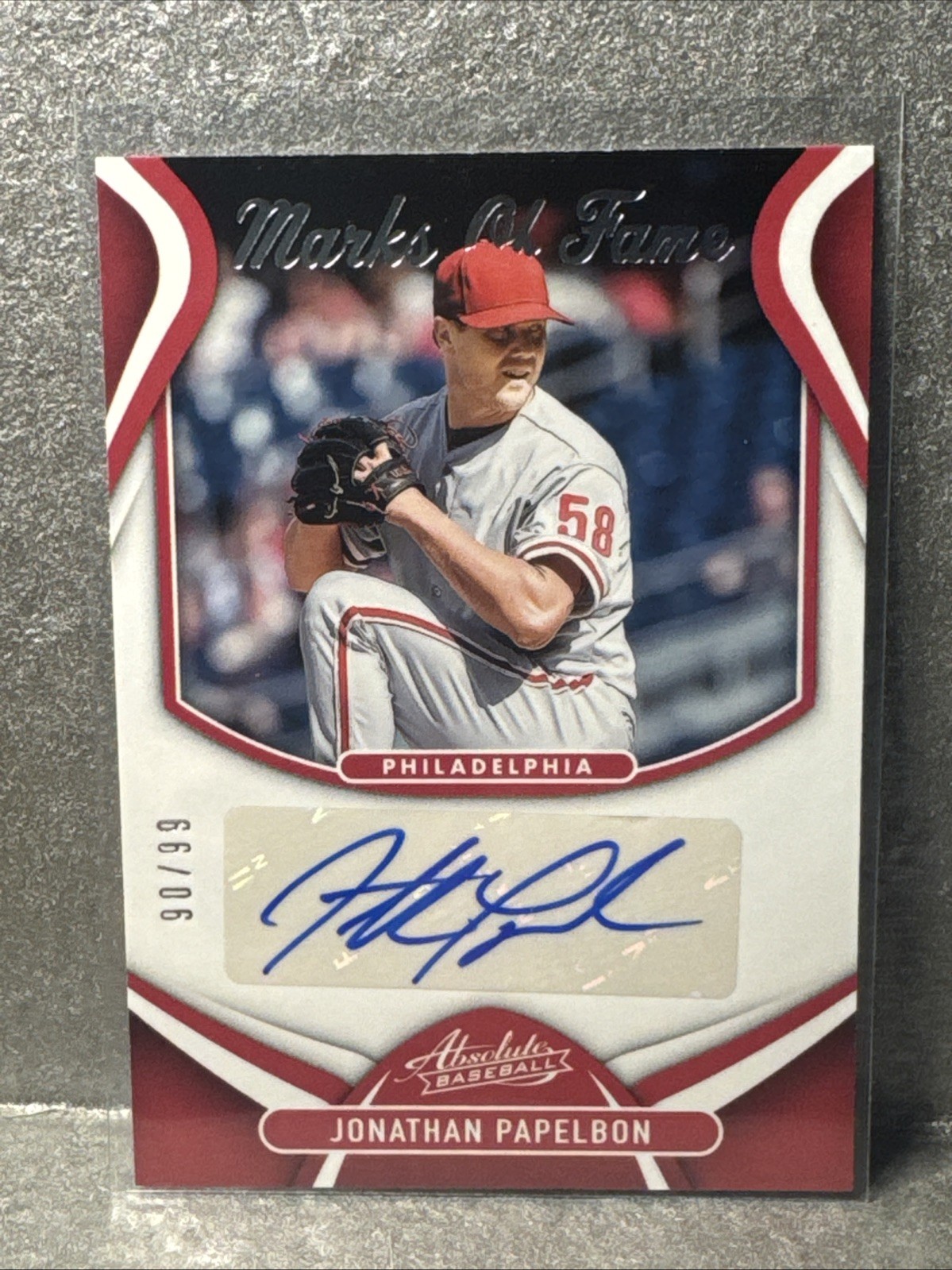 2022 Panini Absolute - Marks of Fame Jonathan Papelbon #MOF-JP Retail /99 (AU)