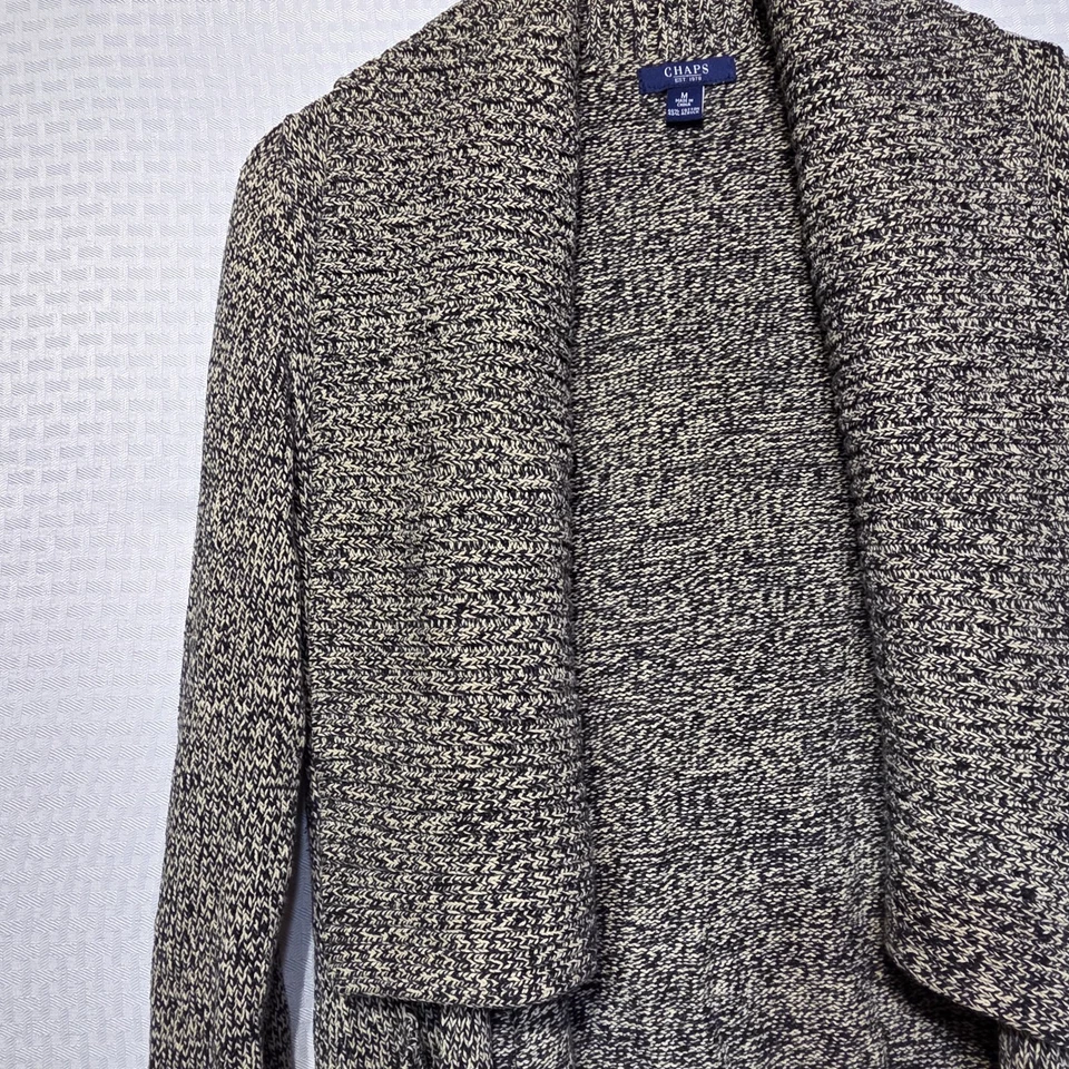 Elegante suéter/cardigan tejido jaspeado chaps para mujer mediano M bolsillos delanteros abiertos  Foto 2 de 4