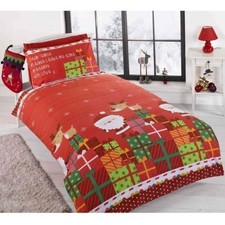 DEAR SANTA CHRISTMAS XMAS DUVET COVER SET RED - JUNIOR 4 IN 1, SINGLE DOUBLE