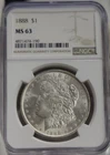1888 US Morgan Silver Dollar $1 NGC MS63.