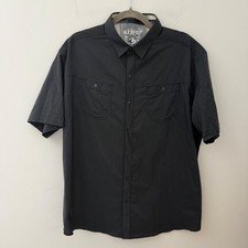 Kuhl Mens XL Short Sleeve Button Down Shirt Charcoal Grey Micro Grid Technical