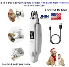 2-in-1 Dog Cat Nail Clippers Grinder with Light, USB Trimmers for L/M/S Pet Claw