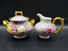 T & V Tressemanes & Vogt Limoges Golden Rose Large Creamer Sugar Bowl Set France