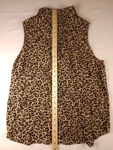 Beach Lunch Lounge Blouse Womens L Brown Black Leopard Print Top Sleeveless - Picture 8 of 9