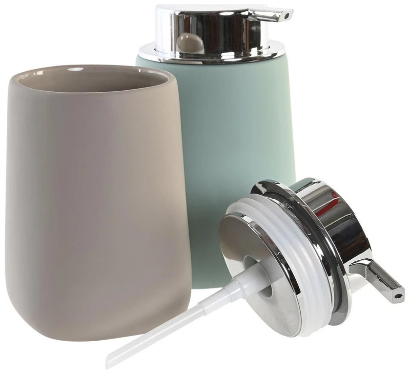 Dosasapone Bagno Dolomite Beige o Verde Menta con Pompa Cromata Dispenser, fotografia 5 di 9