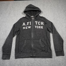 Abercrombie  Fitch Women's Gray S Full Zip Hoodie Cotton Blend Heathered