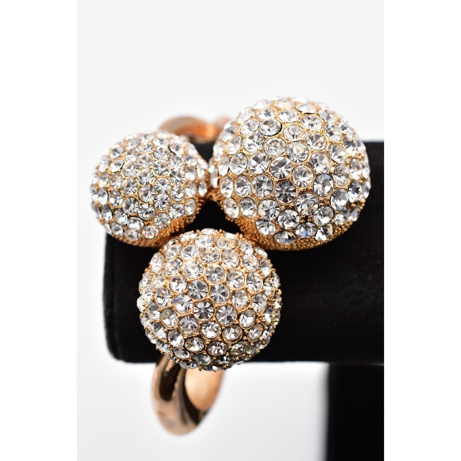 Vintage Statement Bangle Bracelet Rhinestone Crys… - image 1