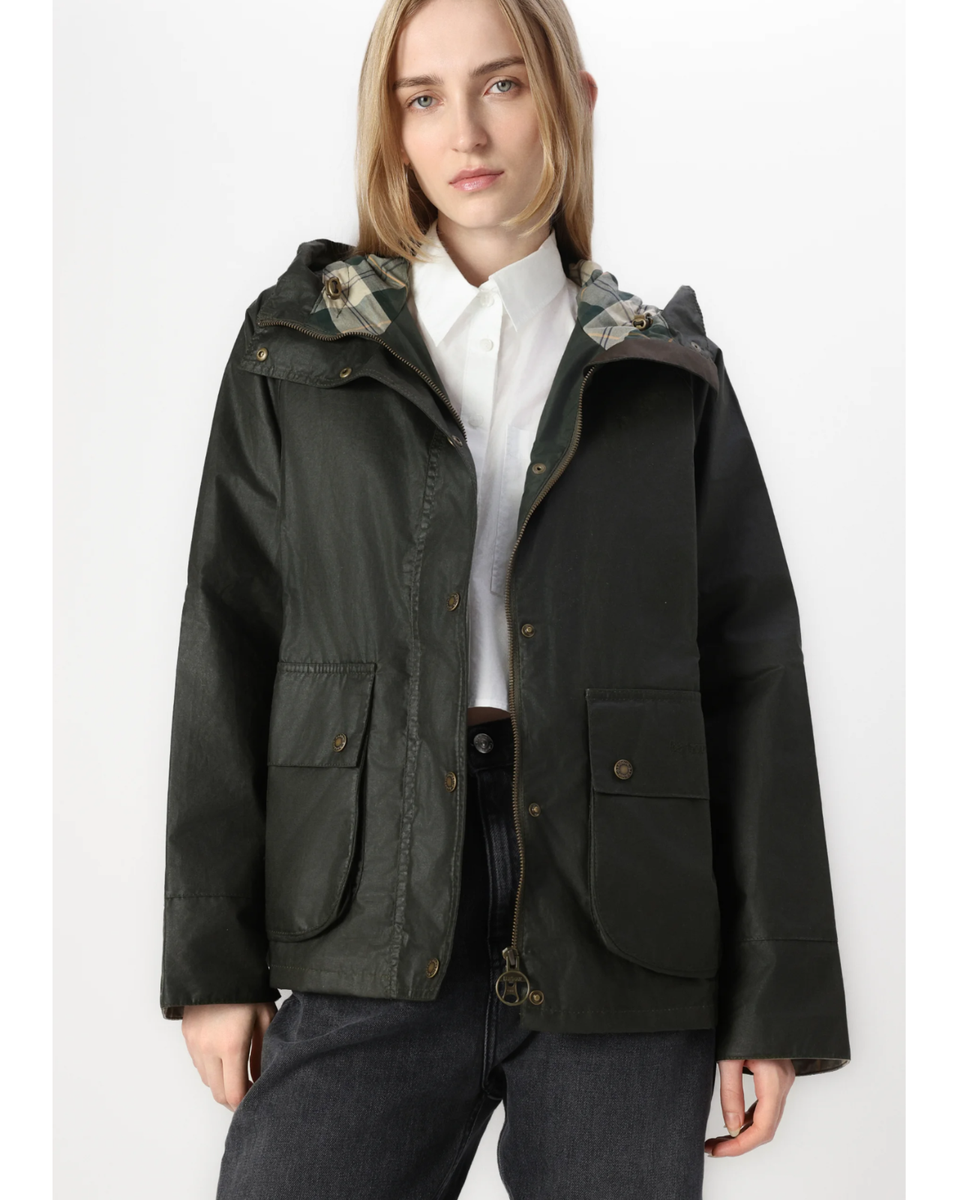 Rustic ~ Barbour Hollies Waxed Jacket w/ Hood MSRP$465 ~ British