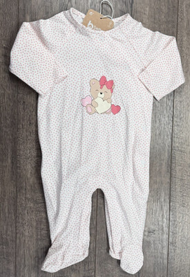 Baby Girl Clothes New Mayoral 1-2 Month Bear Heart Valentines Footed Outfit