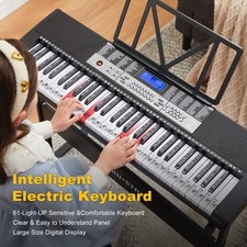 ♬Mustar LCD 61 Light-Up Keyboard Portable Beginner Learning Electronic Piano