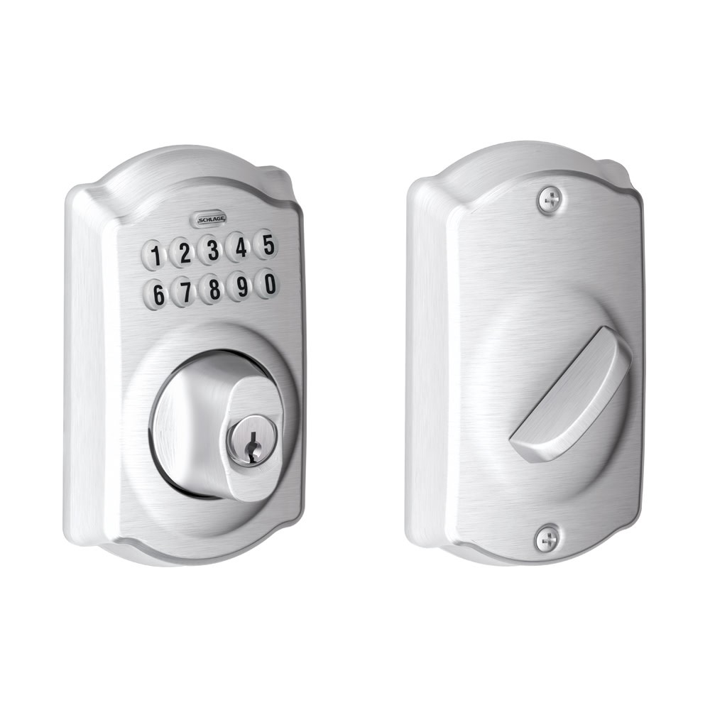 Schlage BE365 Electronic Keypad Deadbolt in Chrome Camelot Finish  