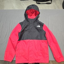 The North Face Jacket Boys Medium 10/12 Red Black DryVent Hooded Rain Shell