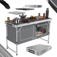 24MOVE® Campingküche Küche Campingschrank Alu Outdoor Camping faltbar Koch grau