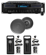 1500 Watt Home Karaoke Machine System 2 8" Black Ceiling Speakers