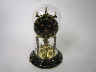 Elegant Brass Rotary Pendulum Clock with Glass Dome Approx. 29 cm H VV7013