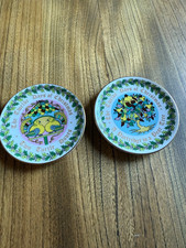Coalport 12 Days of Christmas miniature Plates x 2, 1980 Vintage day 1 & 2