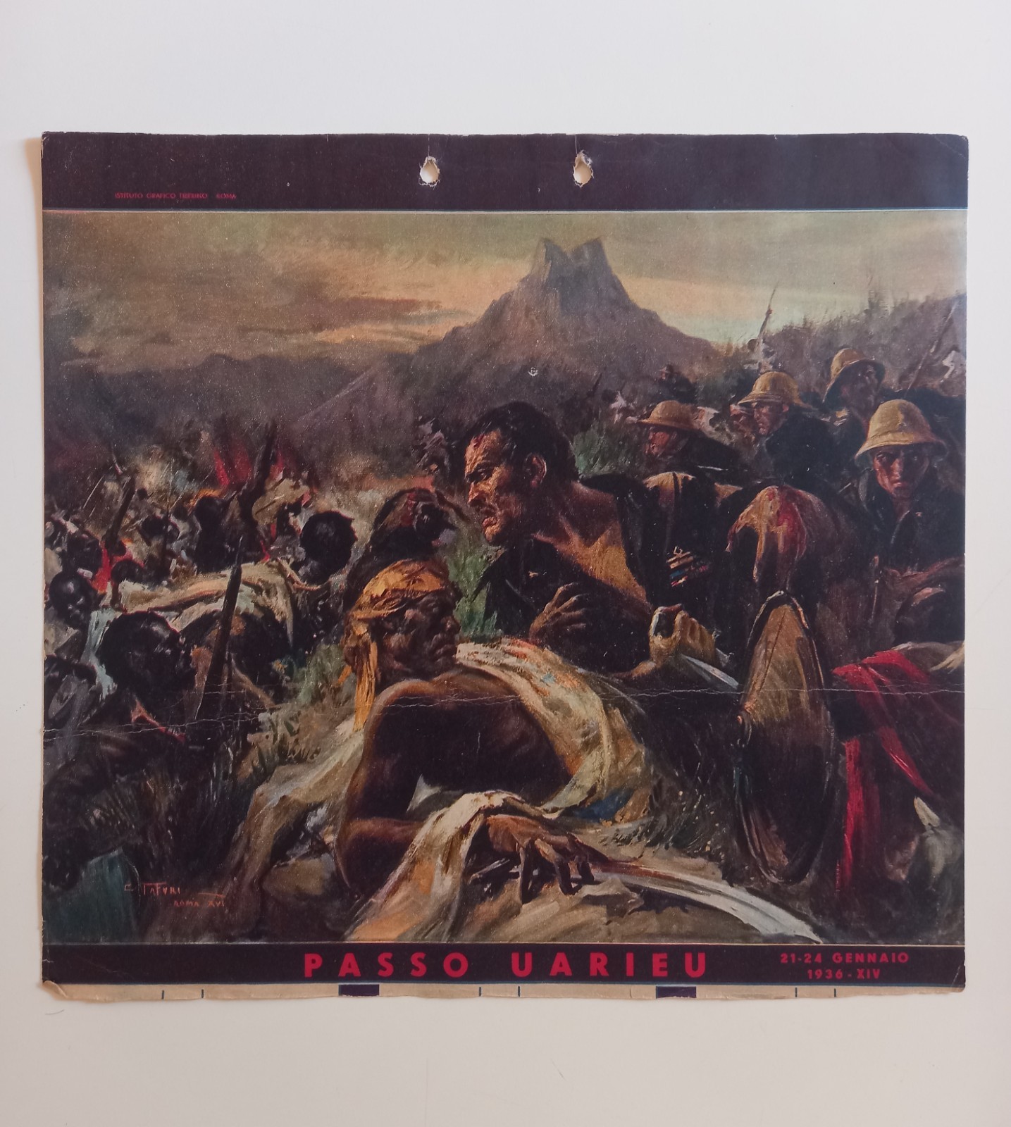 3 TAVOLE CALENDARIO TAFURI CAMPAGNA ETIOPIA 1936 DAUA PARMA PASSO UARIEU AMBA