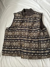Pendleton Aztec Print Snap Buttons Vest Mens Gray Gold Silver Reversible XXL