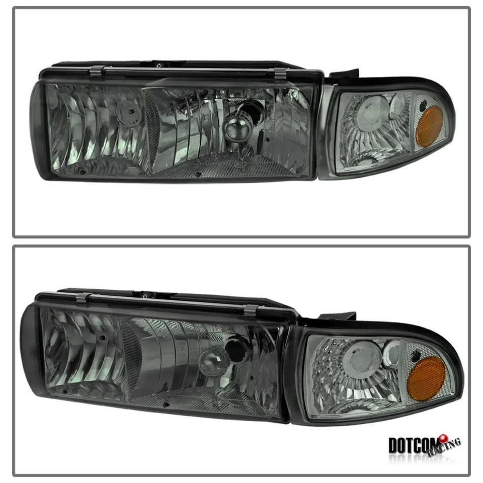 Fits 1991-1996 Chevy Caprice 94-96 Impala Smoke Headlights w/ Corner Lamps Pair - Image 3 of 4