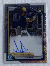 Luis Lara 2024 Bowman Chrome Mega Box Mojo Rookie On Card Auto BMA-LL Brewers RC. rookie card picture