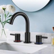 Matte Black Bathroom Faucet 3 Hole, 2-Handle Widespread Faucet