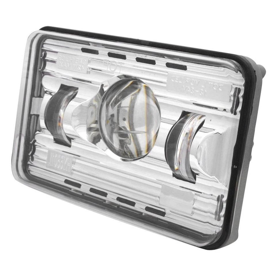 For Peterbilt 379 86-07 Headlight 4x6" Rectangular Chrome Projector LED — 第 3/4 张图片