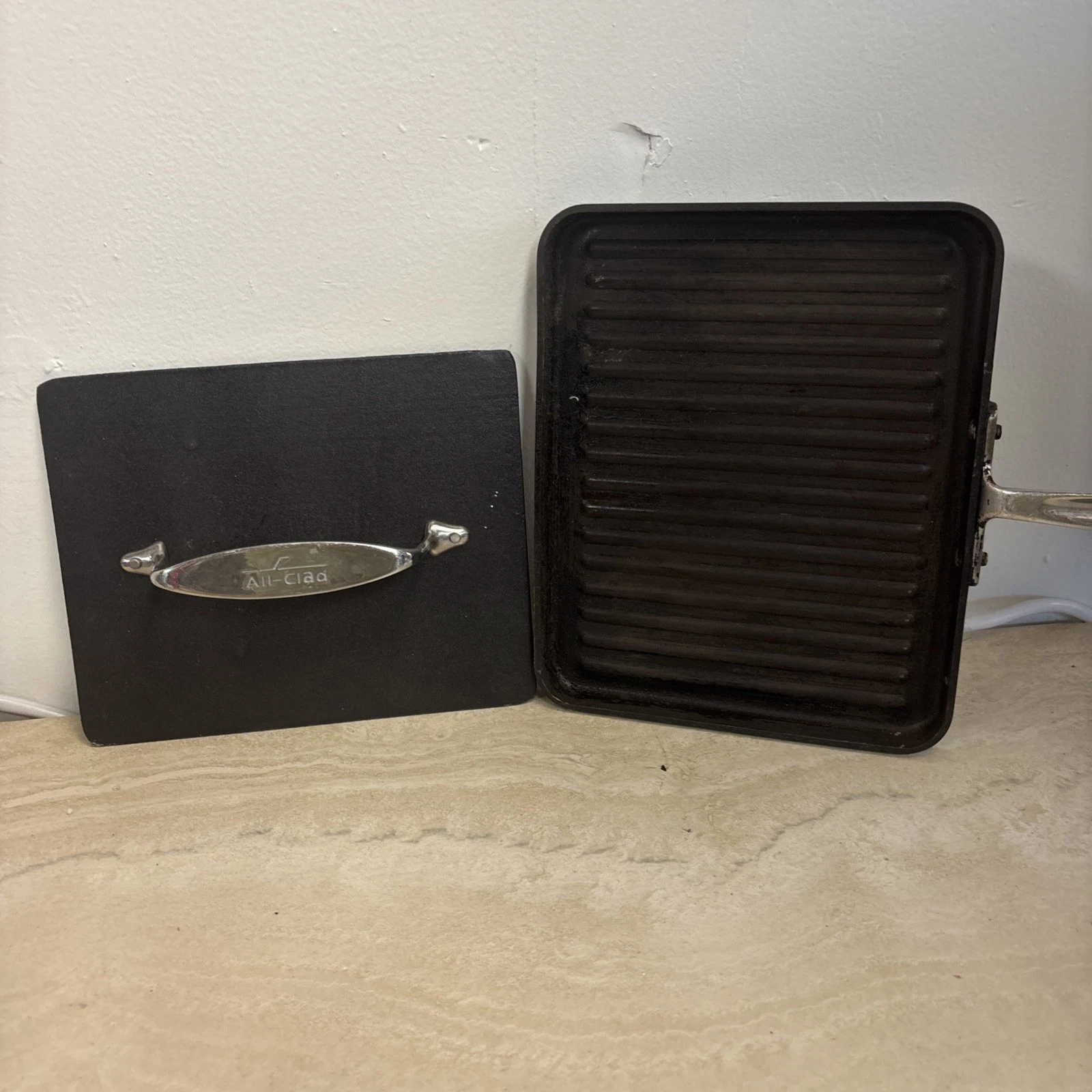 All Clad Panini Press Nonstick Grille Pan Grilled Sandwich Enameled Cast Iron