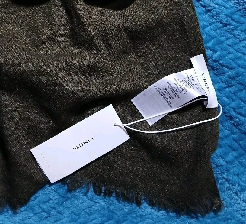 Vince Wool & Cashmere Blend Large Ombre Wrap Scarf Teal Blue Olive Green - Image 3 of 4