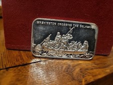 1 OZ WASHINGTON CROSSINGTHE DELAWARE .999 SILVER ART BAR 112.72 per troy oz