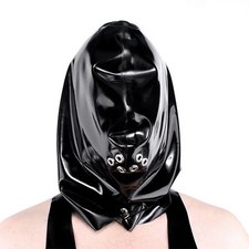 Unisex Latex Hood Bag with Breathing Hole Neck Drawstring Rubber Mask Fetish
