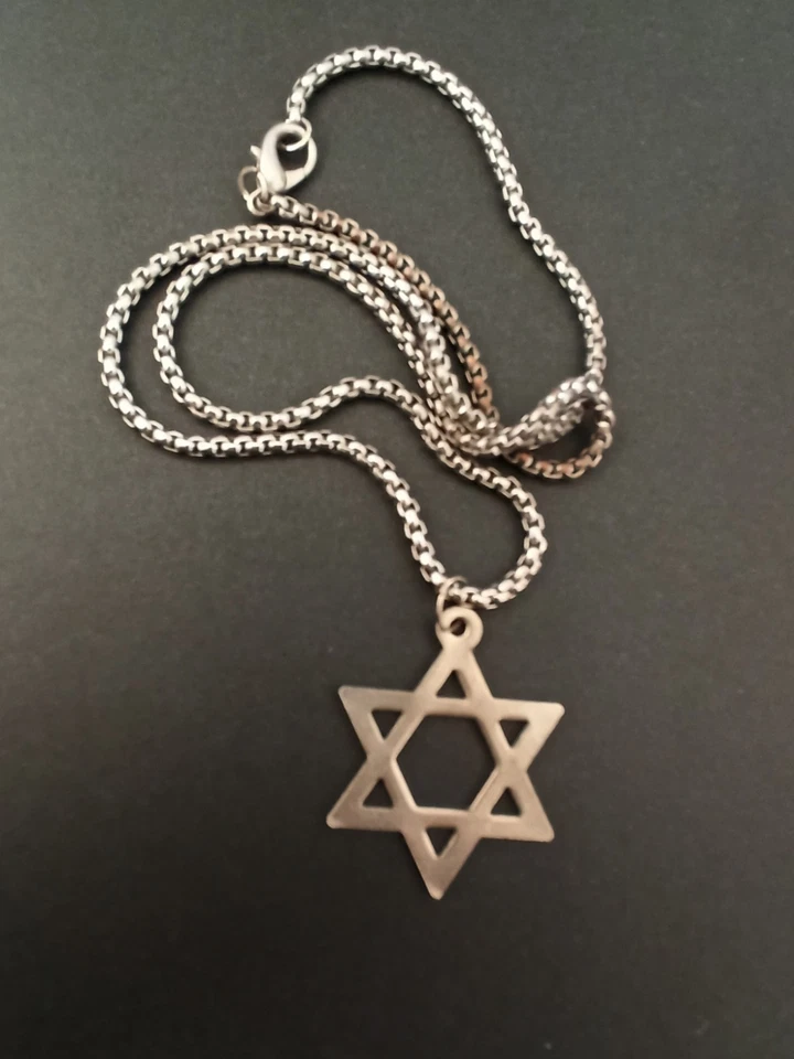 复古银色大卫之星项链大胆骑手垃圾朋克说唱歌手大号 — 第 3/4 张图片