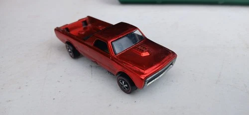 Original 1968 Hot Wheels Custom Fleetside Sky Show Redline Red Metallic USA Base