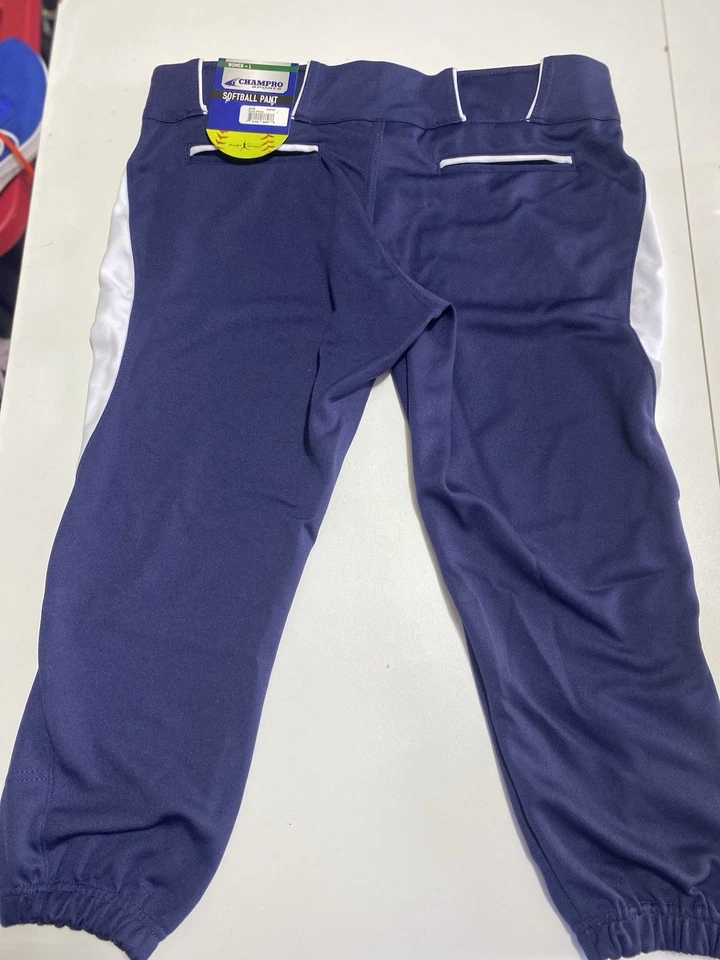 3 pares de calças de softbol Champro Sports. Feminino L. azul marinho/branco. - Imagem 3 de 4